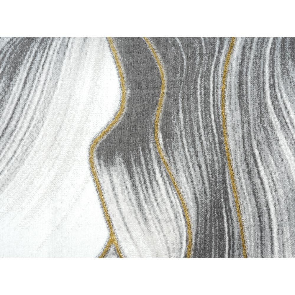Abstract Swirl 6' x 9' Gray Synthetic Easy-Care Area Rug