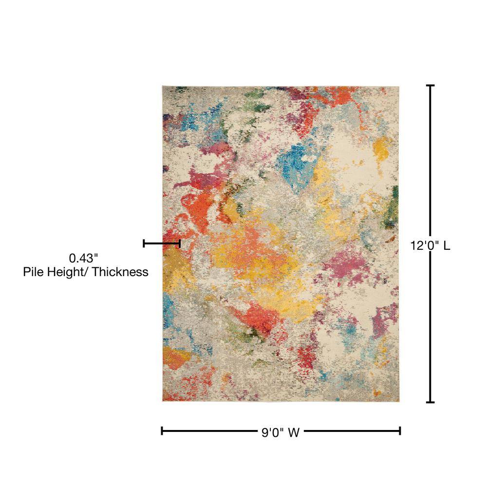 Ivory Abstract Hand-knotted 9' x 12' Synthetic Rug