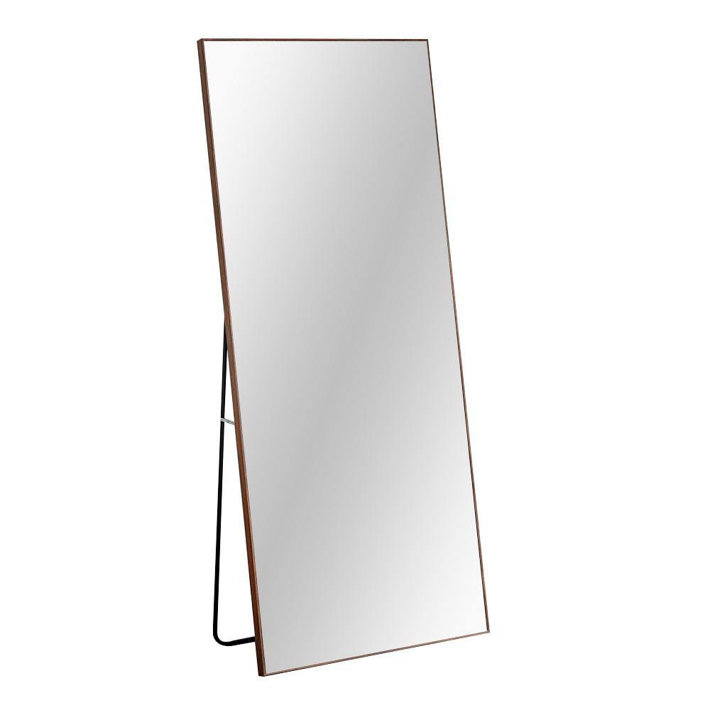 71 in. W x 31 in. H Framed Rectangular Full-Length Brown Mirror for Living 