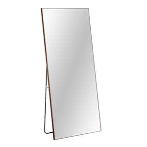 71 in. W x 31 in. H Framed Rectangular Full-Length Brown Mirror for Living Room