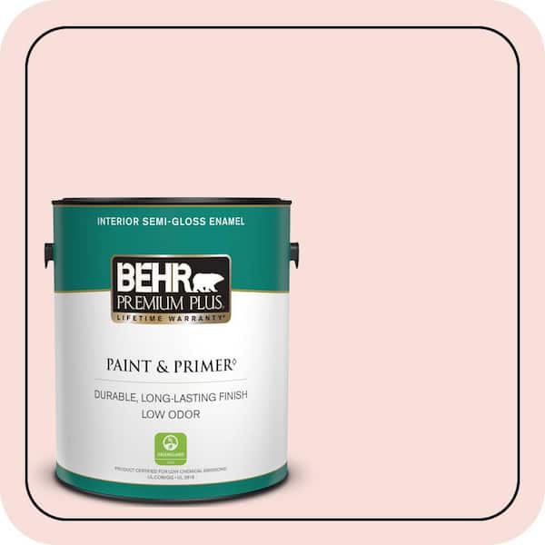BEHR PREMIUM PLUS 1 gal. #160C-1 Floral Linen Semi-Gloss Enamel Low Odor Interior Paint & Primer