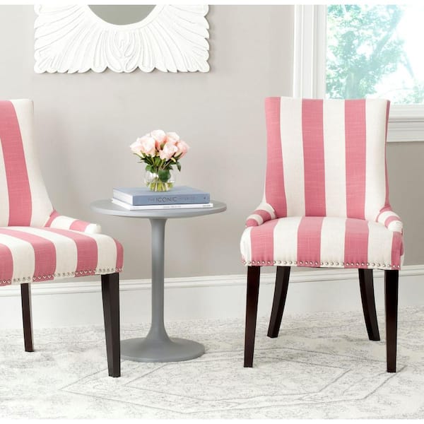 Safavieh Lester Pink And White Linen, Grey And White Striped Dining Chair