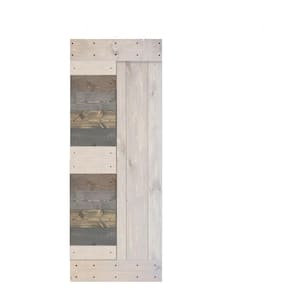 L Series 30 in. x 84 in. Multi-Textured Finished Solid Wood Barn Door Slab - Hardware Kit Not Included