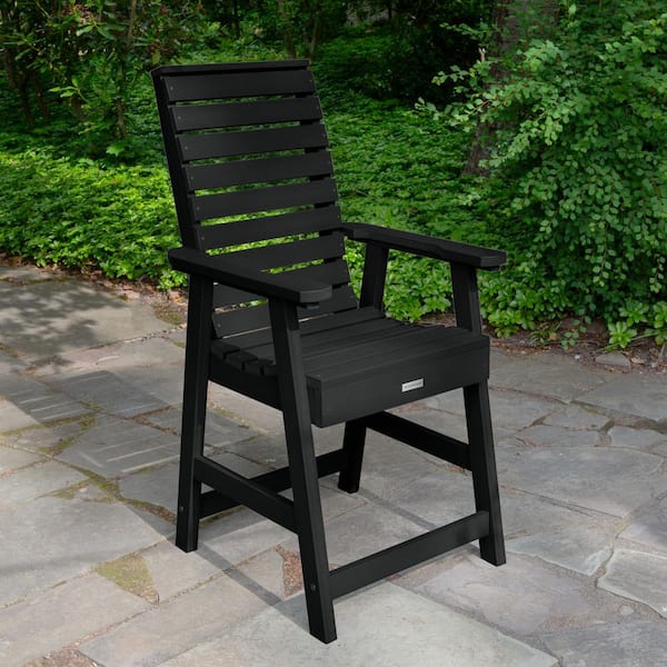 Highwood Weatherly Black Counter-Height Recycled Plastic Outdoor Dining Arm Chair