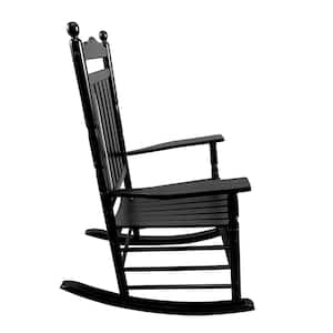Balcony Wooden Black Indoor & Outdoor Rocking Chair Porch Rocker Arm Chair Suitable for Adult