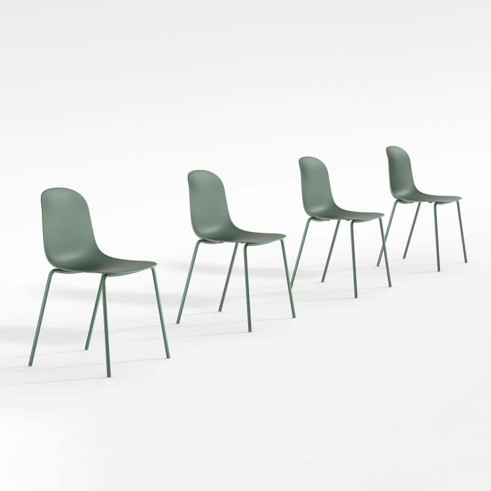 Aloe Green Metal Stackable Dining Side Chair