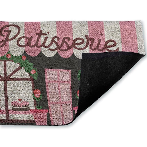 Patisserie Bakery Storefront Pink 18 in. x 30 in. Polyester Non-Slip Outdoor Door Mat