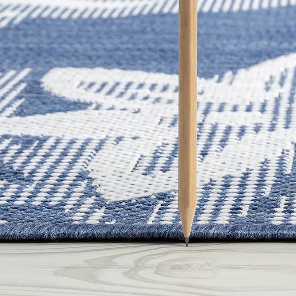 Eco Floral Blue 4 ft. x 6 ft. Indoor/Outdoor Area Rug