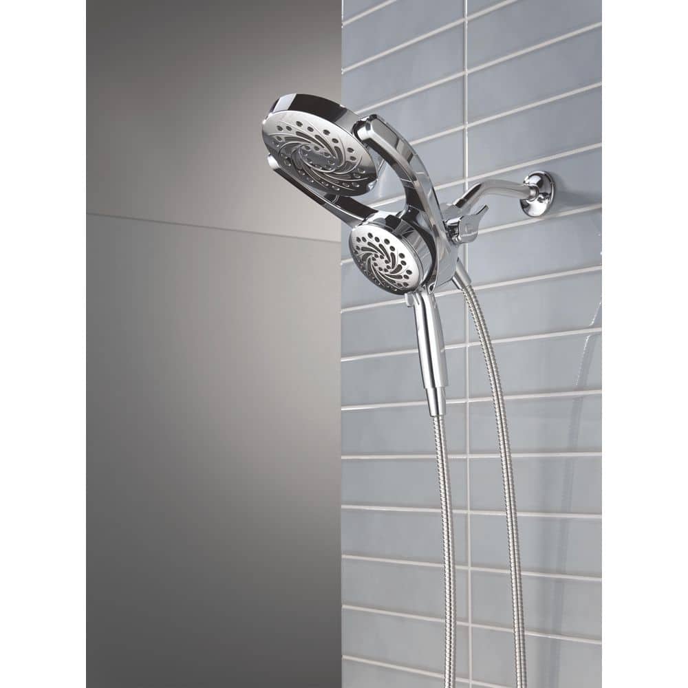 Chrome Dual Shower Head with Handheld and Rain Settings