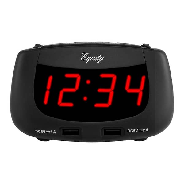 Equity by La Crosse 0.9 in. Red LED Dual USB Alarm Clock