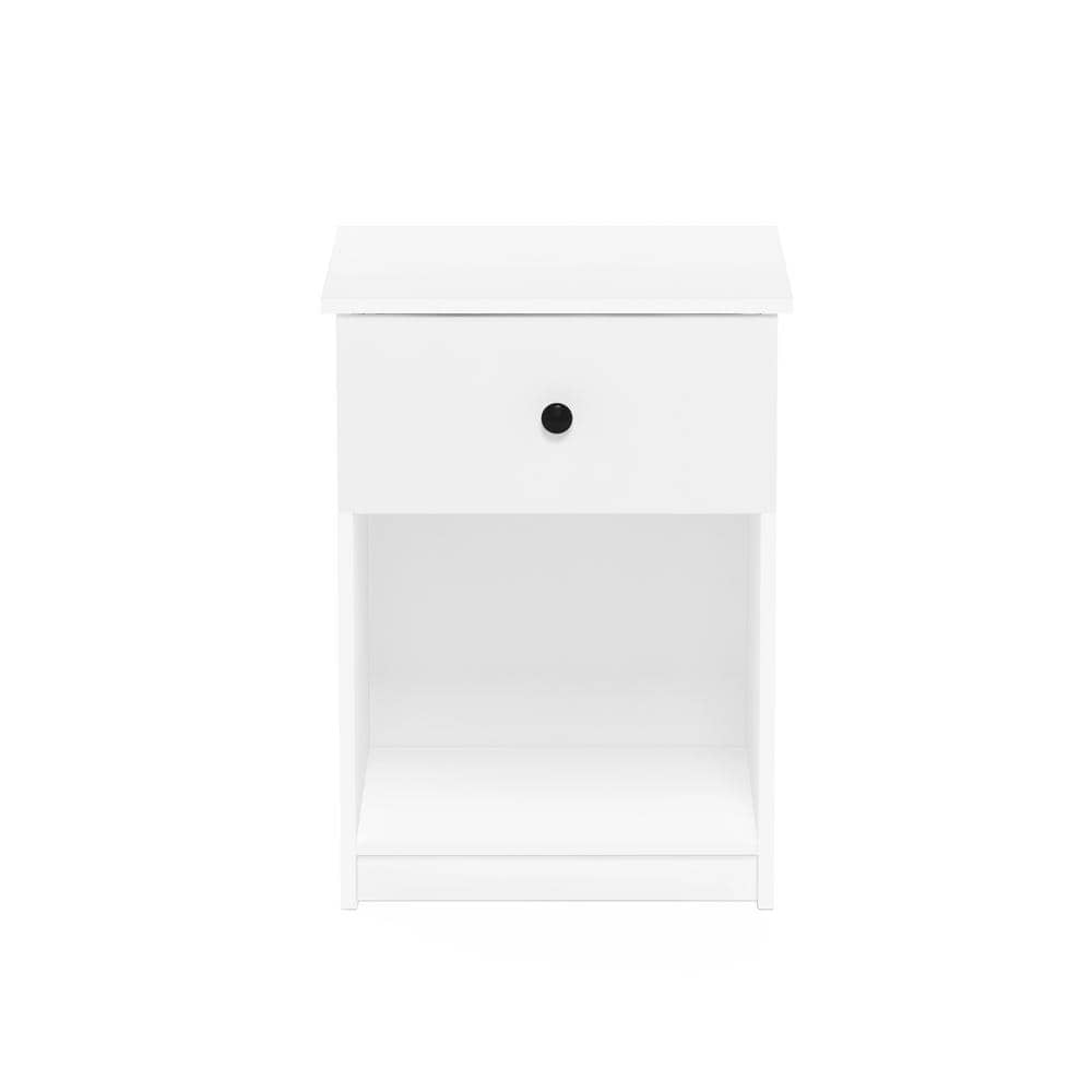 Lucca Contemporary White Nightstand with Storage Drawer