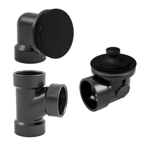 Sch. 40 ABS Plumber's Pack Bathtub Trim with Lift & Turn Drain Plug and Illusionary Faceplate, Matte Black