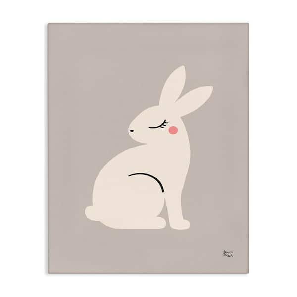 Stupell Industries Minimal White Rabbit by Jessica Beck Unframed Animal Graphic Art Print 40 in. x 30 in.