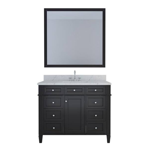 Unbranded Birmingham 42 in. W x 22 in. D Bath Vanity in Espresso with Marble Vanity Top in White with White Basin and Mirror