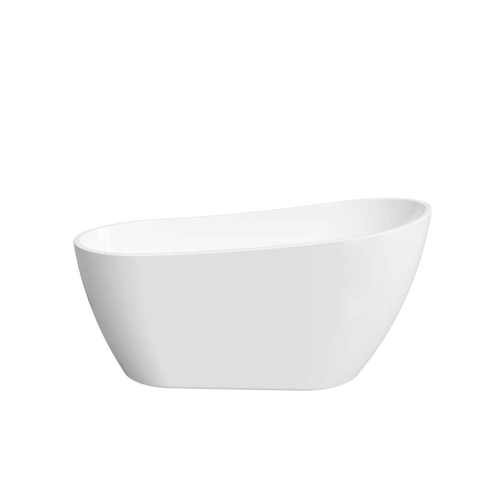 59 in. x 31 in. 100% Pure Virgin Acrylic Freestanding Soaking Bathtub with Drain in Glossy White price history on PriceWatchPro