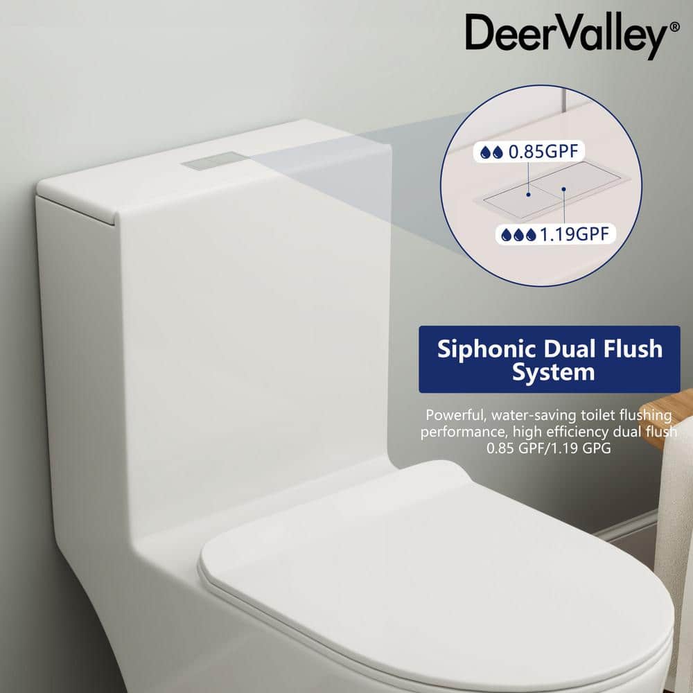 White Ceramic Elongated Dual Flush Toilet with ADA Seat Height