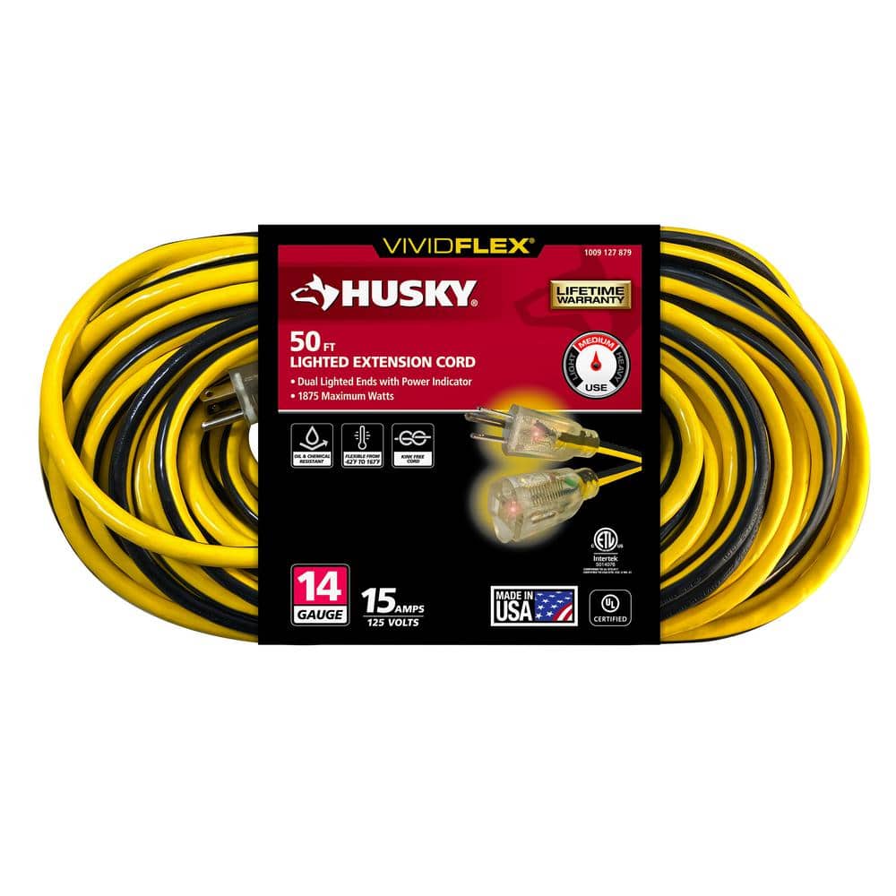 Husky VividFlex 50 ft. 14/3 Heavy Duty Indoor/Outdoor Extension