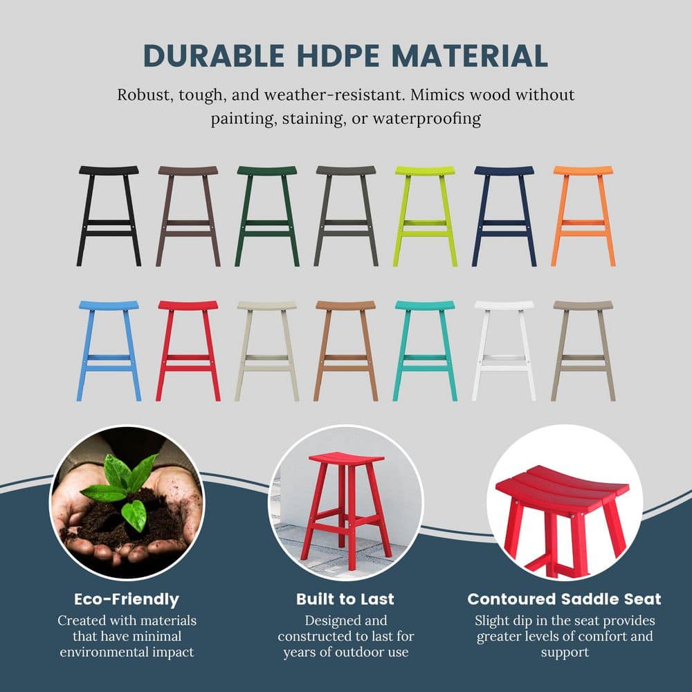Laguna All-Weather HDPE Curved Saddle Bar Stool 29" Red