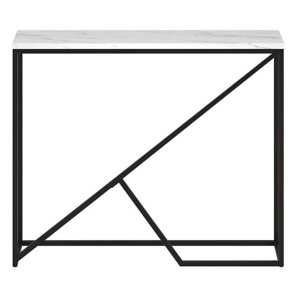 Stella 36 in. Blackened Bronze Faux Marble Console Table