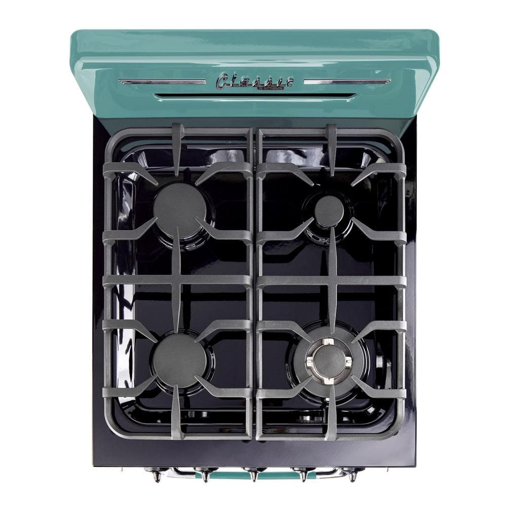 Classic Retro 24" Ocean Mist Turquoise Gas Range with Convection Oven