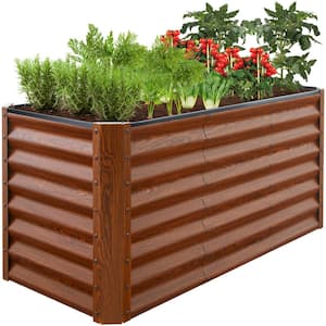 4 ft. x 2 ft. x 2 ft. Wood Grain Outdoor Steel Raised Garden Bed, Planter Box for Vegetables, Flowers, Herbs