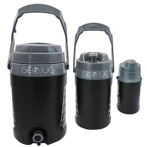 GeoJug 3192 oz. Black Plastic Sports Water Jug Set (3-Piece)