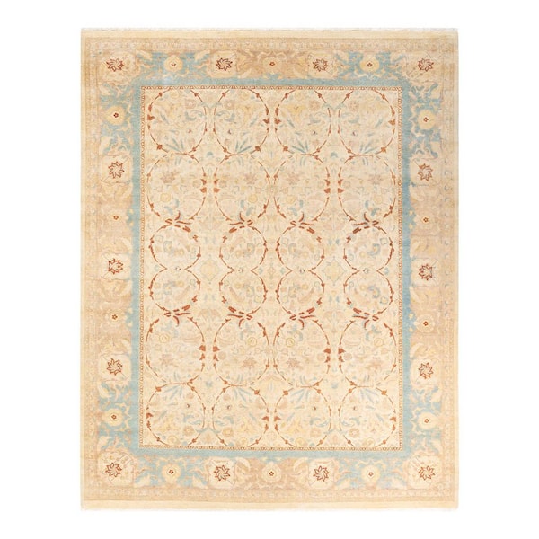 Mogul Ivory 8 ft. x 10 ft. Oriental Wool Indoor Area Rug