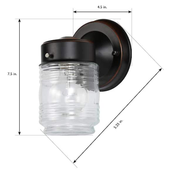 Jelly Jar Oil-Rubbed Bronze Outdoor Wall-Mount Wall Lantern Sconce (2-Pack)