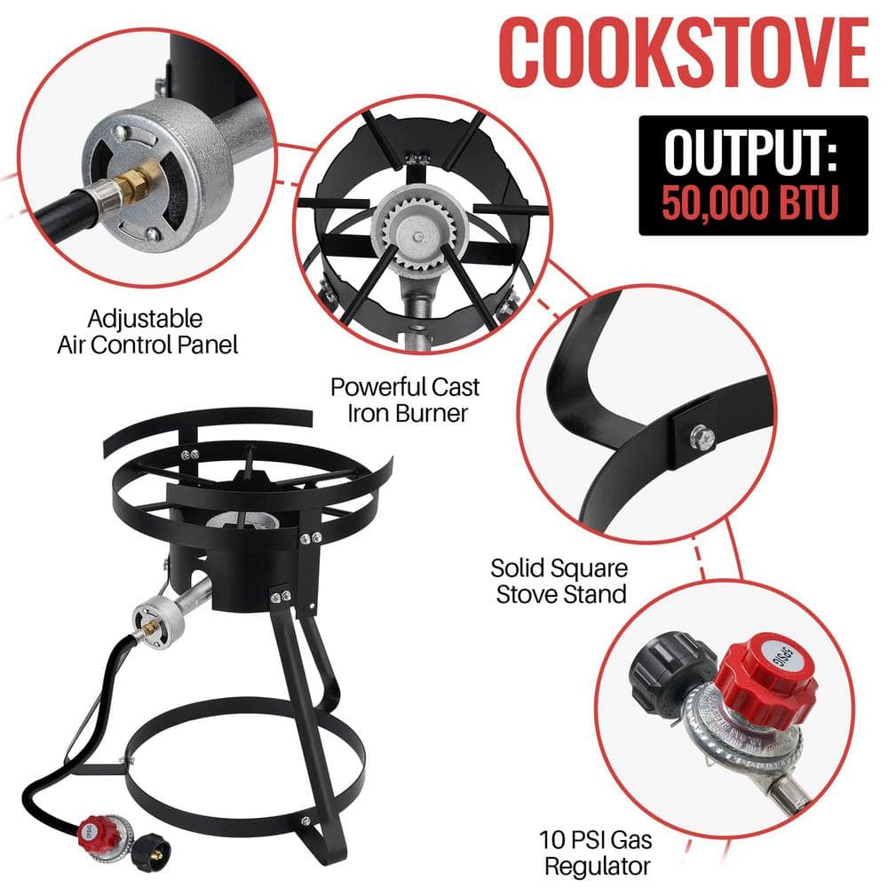Lafati X 10 Qt Propane Outdoor Fish Fryer Set 50,000 BTU, Aluminum Seafood Boiler Steamer Kit, Crawfish Fish Fryer Stock Pot.