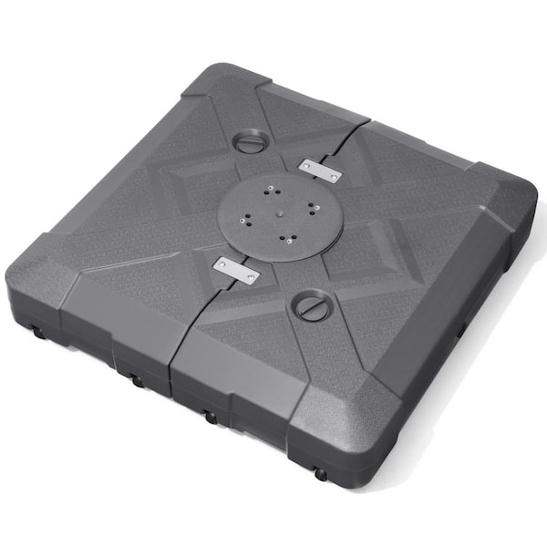 Pellebant Fillable 260 lbs. HDPE 3D Surface Stylish Modern Offset Cantilever Patio Umbrella Base with Wheels in Gray