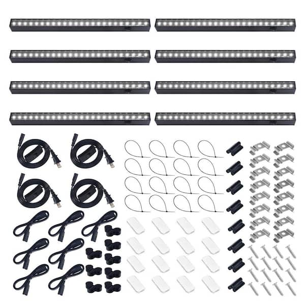 1ft LED Grow Light Strip, Full Spectrum 5000K Daylight White, Plant Light w/ Magnetic Bar, Linkable, 8 Pack