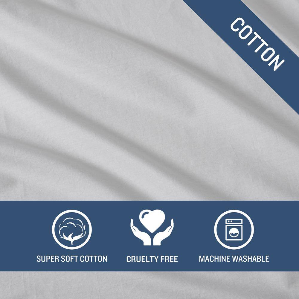 Queen Gray Organic Cotton Embroidered Percale Sheet Set