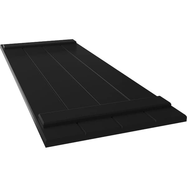Ekena Millwork 21 1/2" x 39" True Fit PVC Four Board Joined Board-n-Batten Shutters, Black (Per Pair)