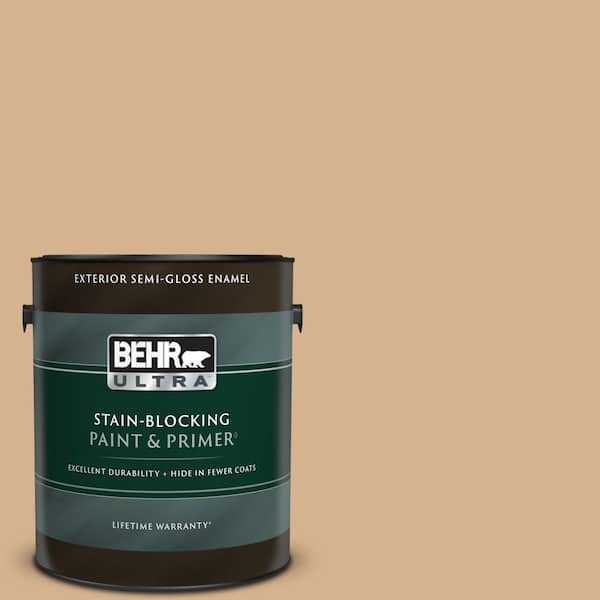 BEHR ULTRA 1 gal. Home Decorators Collection #HDC-NT-04 Creme De Caramel Semi-Gloss Enamel Exterior Paint & Primer