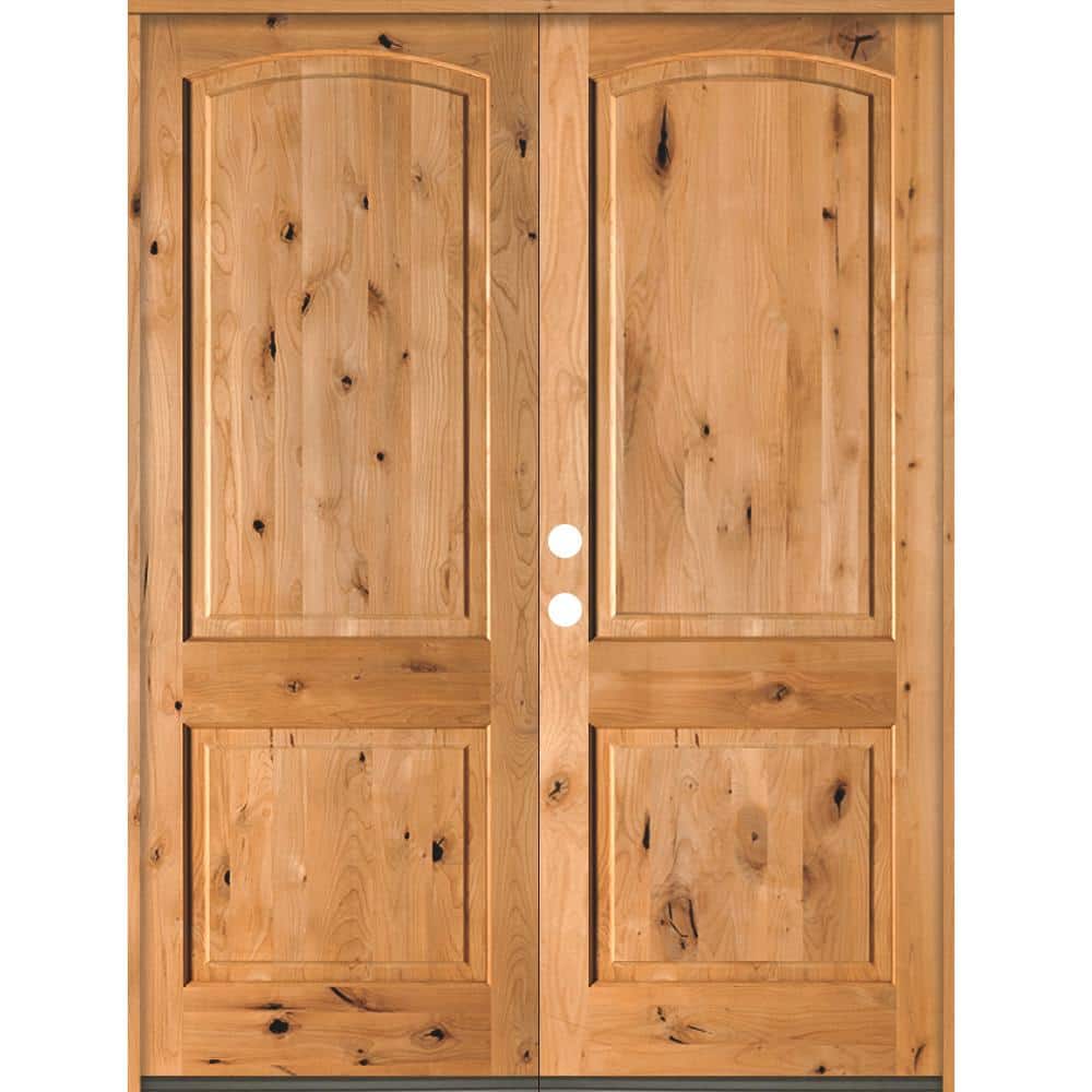 Krosswood Doors 72 in. x 96 in. Rustic Knotty Alder 2-Panel Arch-Top ...