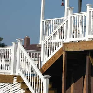 Delray 3 ft. H x 8 ft. W White Vinyl Stair Railing Kit with Colonial Spindles