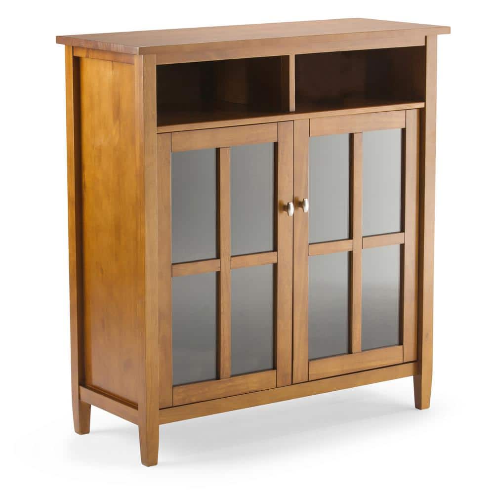 Simpli Home Warm Shaker Solid Wood 39 in. Wide Transitional Medium ...