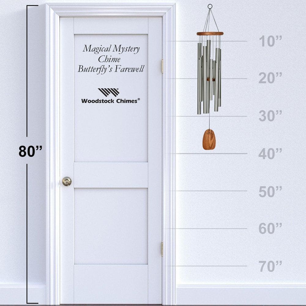 Butterfly's Farewell Silver Wind Chime with Teak Finish