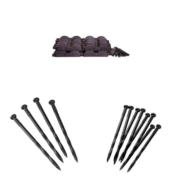 Black 9 in. Poly Nails and 20 ft., 12 in. Rubber Edging Combo (124 Count)