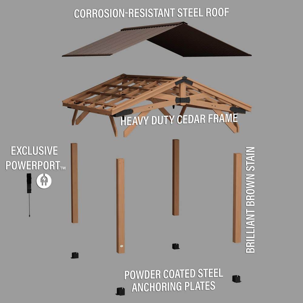 Norwood 14x12 Cedar and Steel Outdoor Gazebo