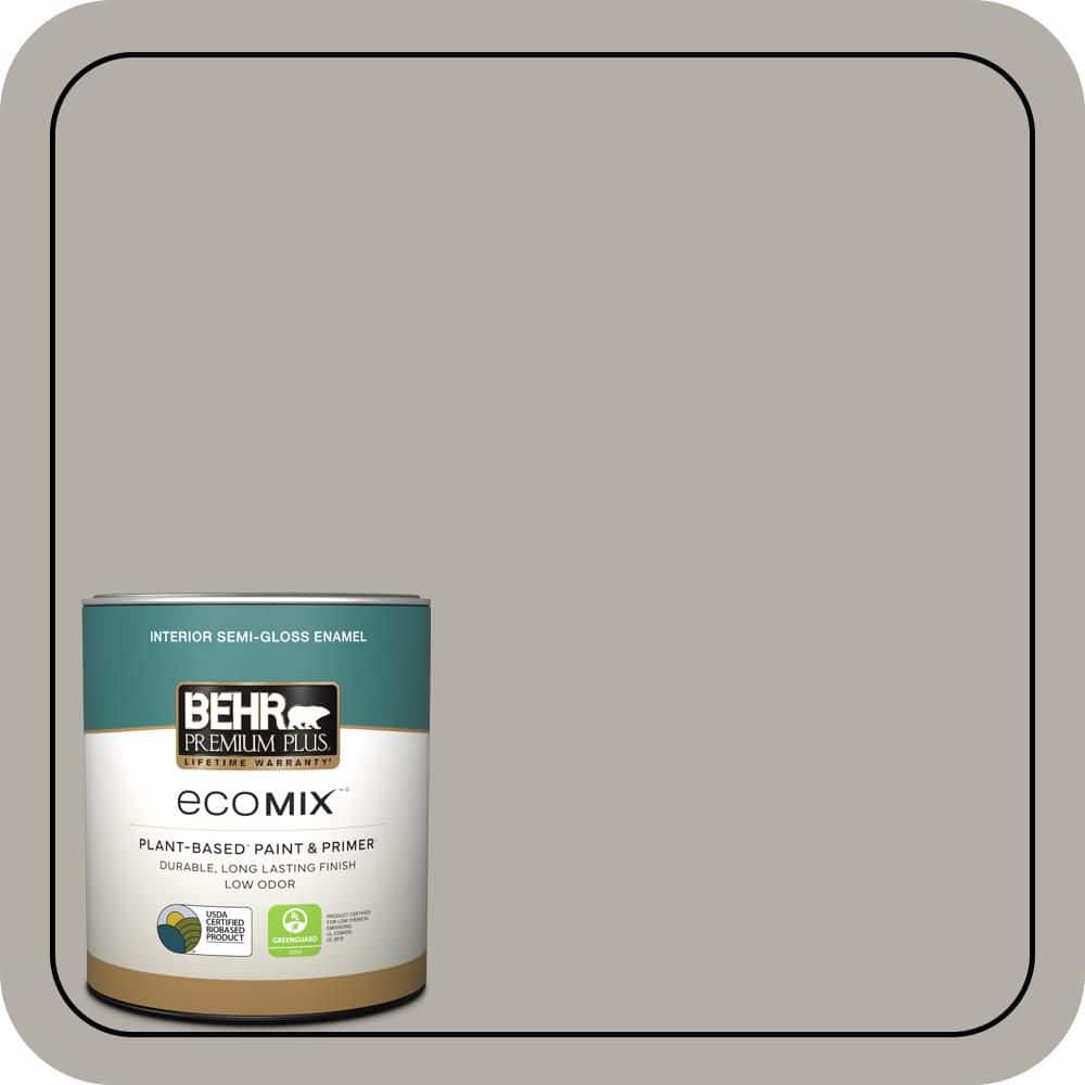 1 qt. #T17-09 Laid Back Gray Semi-Gloss Enamel EcoMix Plant-Based Interior Paint & Primer price history on PriceWatchPro