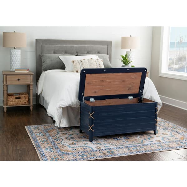 Linon Home Decor Heimann Blue Rope Cedar Chest Flip Lift Top 38 in