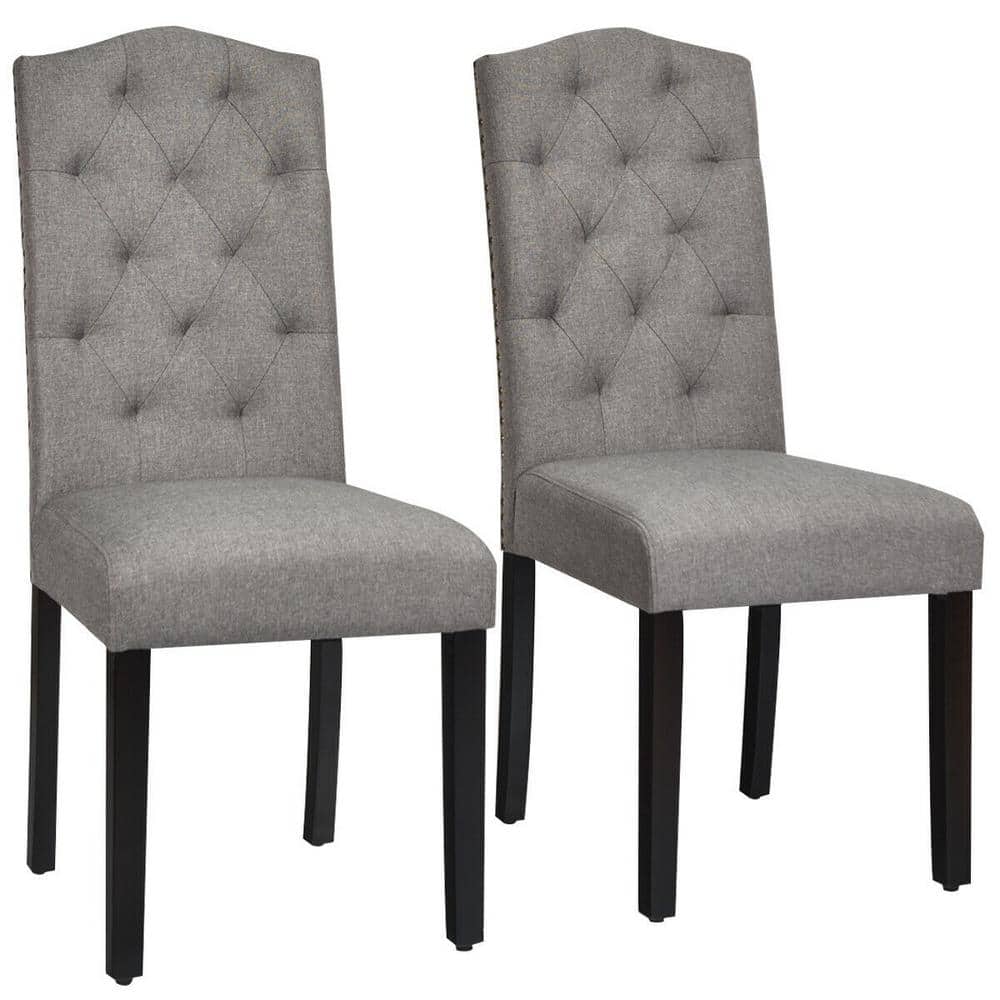 Tufted Upholstered Dining Chairs, Gray Parsons Chairs