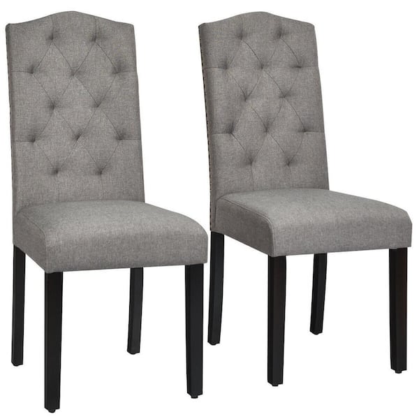 Boyel Living Gray 2-Piece Tufted Upholstered Dining Chairs