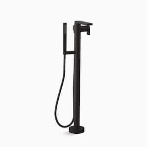 Composed Single-Handle Floor-Mount Roman Tub Faucet with Handshower in Matte Black