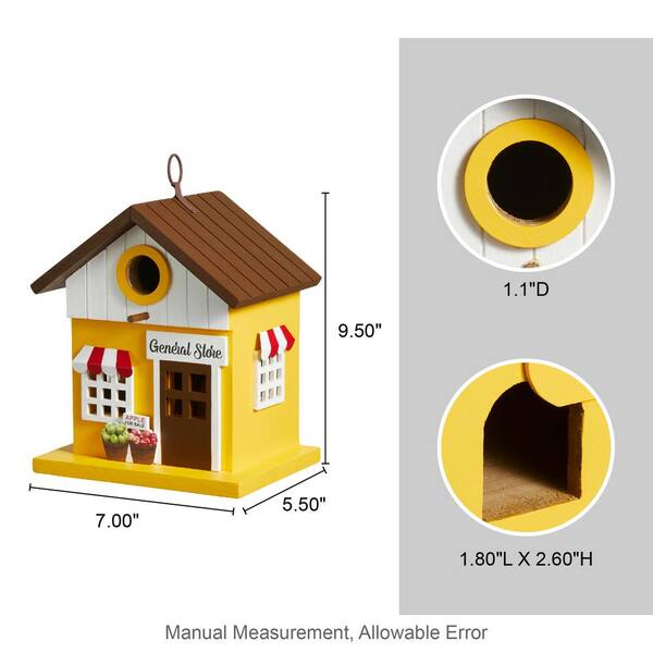 Glitzhome 9.5 in. H Modern Solid Wood Yellow General Store