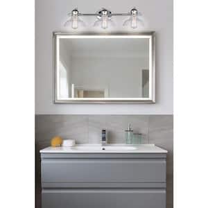 29.25 in. 3-Light Polished Chrome Bathroom Vanity Light Fixture Set with Towel Hooks, Robe Hook, and Toilet Paper Holder