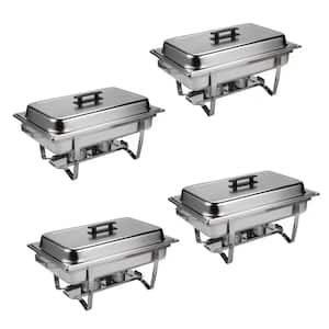 9 qt. 4-Pack Silver Stainless Steel Chafing Dish with Frame