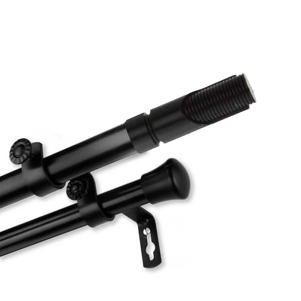 Unbranded 28 in. to 48 in. Adjustable 13/16 in. Witz Double Curtain Rod in Black