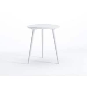 Mid Century 20.7 in. White Triangular Solid Wood End Table